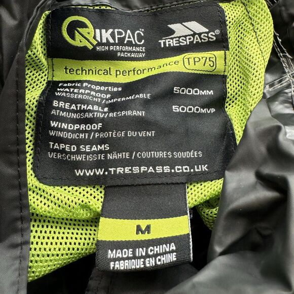 Trespass Tres-Tex Waterproof Windproof Windbreaker Rain Coat Sz Medium Packable - Picture 4 of 12